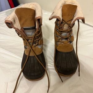 STQ over the ankle boots lace up brown shades fleece lining ladies